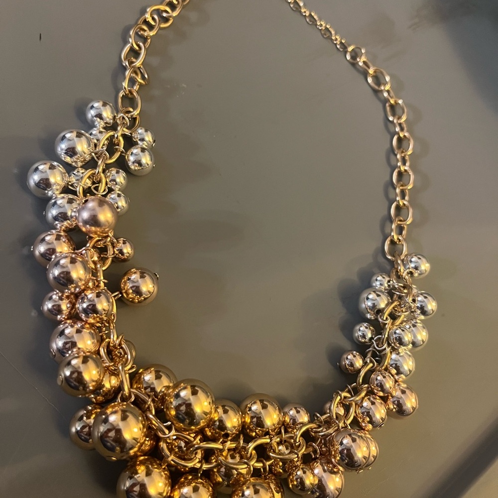 Elegant Gold and Silver Beaded Necklace